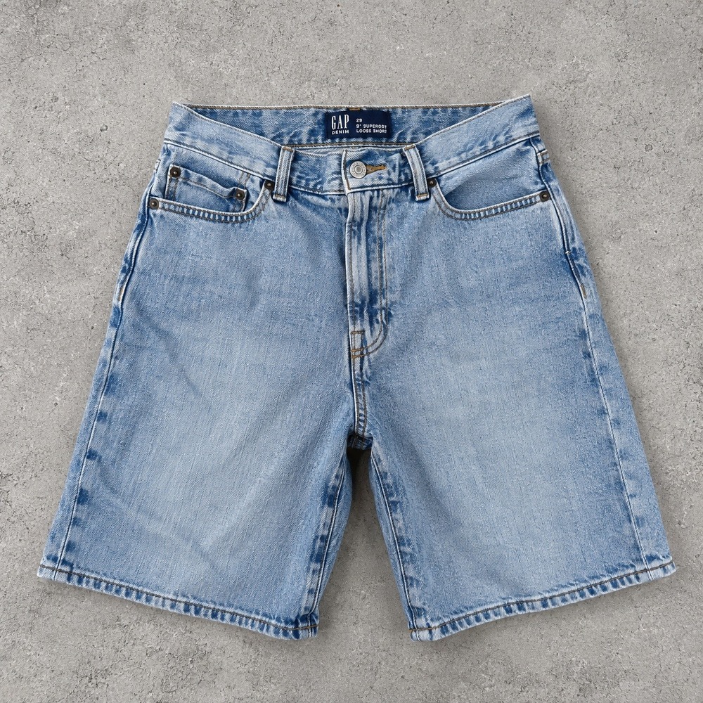 Gap Denim Men's 29 9" Supersoft Loose Short Light Wash Blue Relaxed Fit Jean